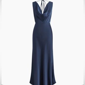 Tied Cowl Neck Satin Flowy Midi Dress
Commense